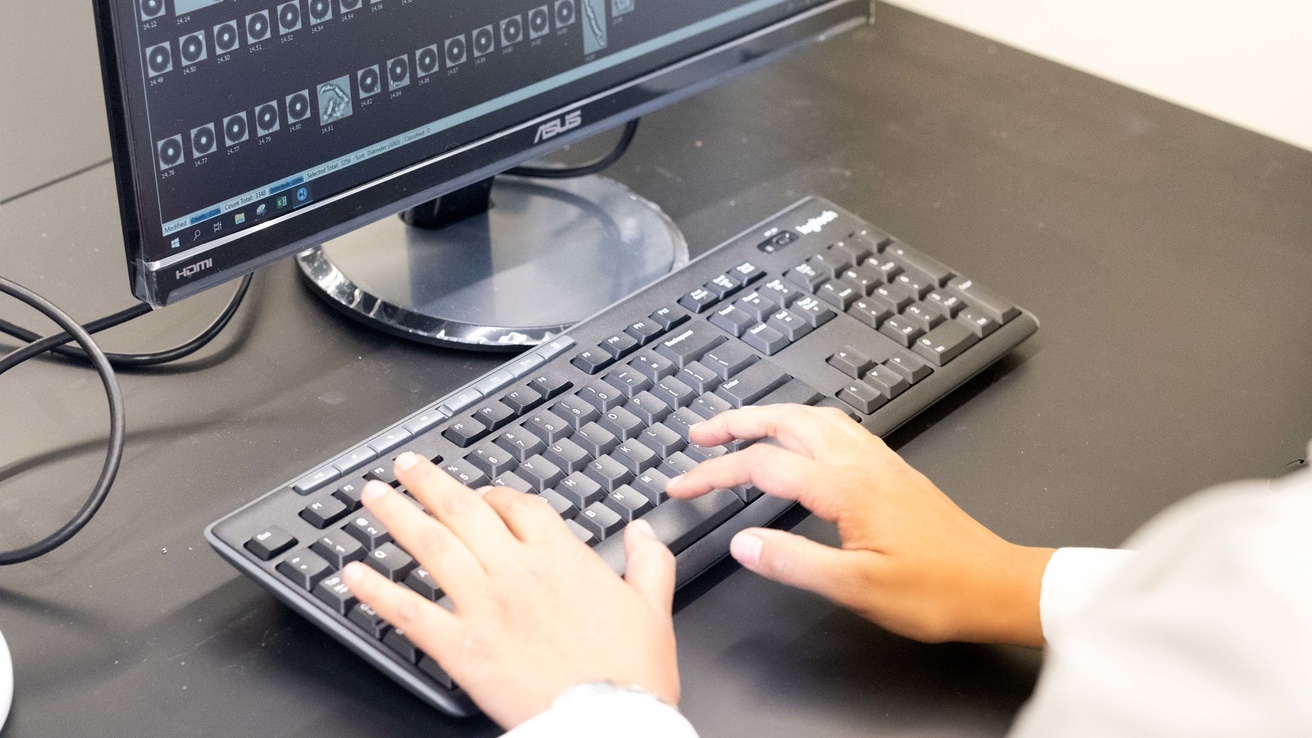 Photo of computer keyboard and monitor